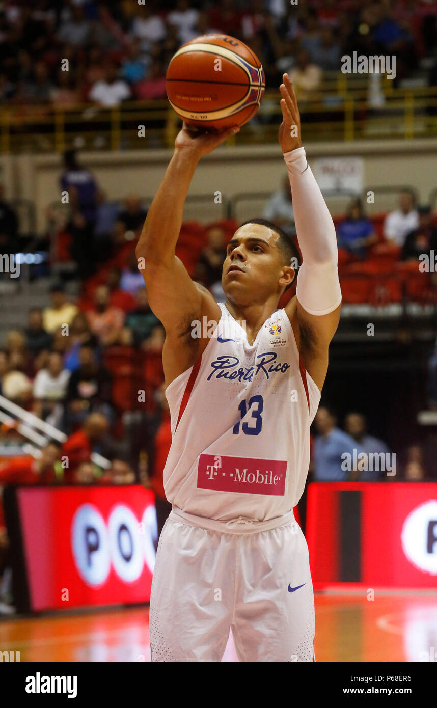 san juan puerto rico 29th june 2018 puerto rican angel rodriguez in action during a match between puerto rico and cuba as part of the third qualifying round to the 2019 fiba