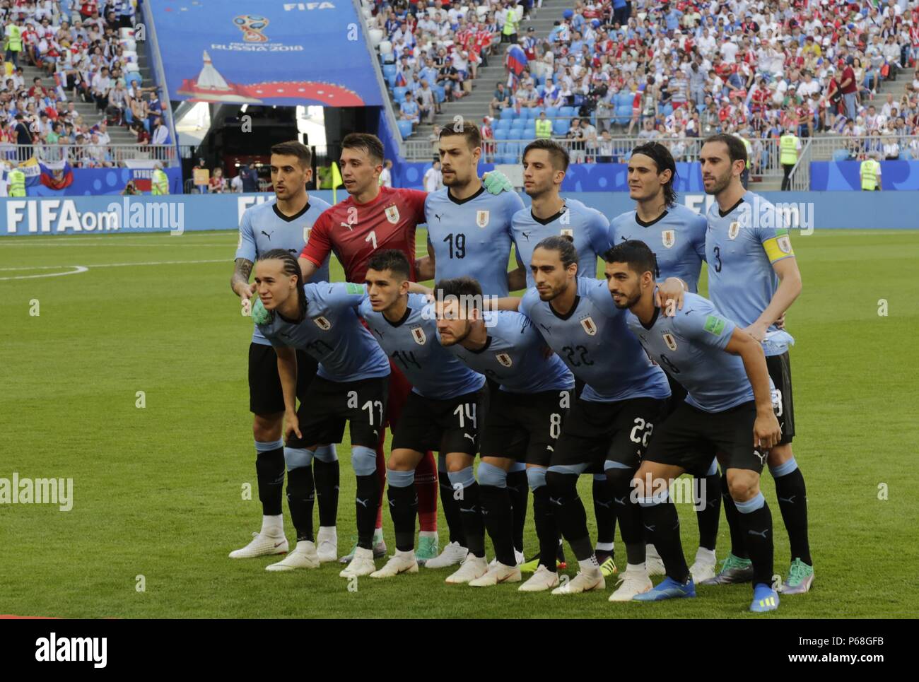 June 25 18 Russia Samara Fifa World Cup 18 Group A Uruguay Blue T Shirts V Russia 3 0 In Picture Uruguay S National Football Team Before The Match Stock Photo Alamy