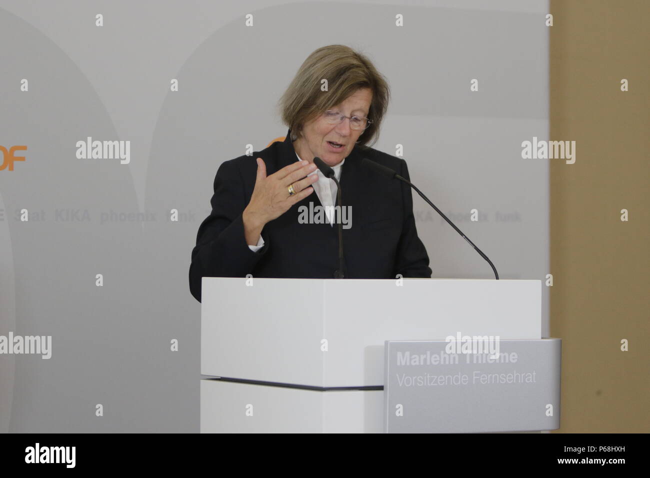 photo Zdf Germany Address https www alamy com mainz germany 29th june 2018 marlehn thieme the chairwoman of the zdf television board zdf fernsehrat addresses the press conference the television board of the german public service television broadcaster zdf zweites deutsches fernsehen met for their 9 meeting of its xv term of office in mainz the chairwoman of the television board marlehn thieme was re elected to her position in the scheduled midterm election of the 3 seats of the presidium credit michael debetsalamy live news image210402041 html
