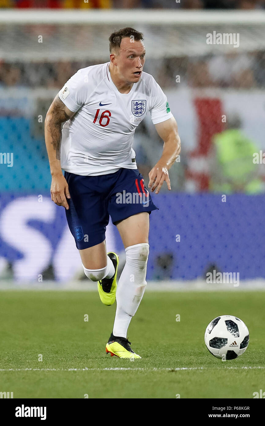 Kaliningrad, Russia. 28th June, 2018. Phil Jones of England during the 2018 FIFA World Cup Group G match between England and Belgium at Kaliningrad Stadium on June 28th 2018 in Kaliningrad, Russia. (Photo by Daniel Chesterton/) Credit: PHC Images/Alamy Live News Stock Photo