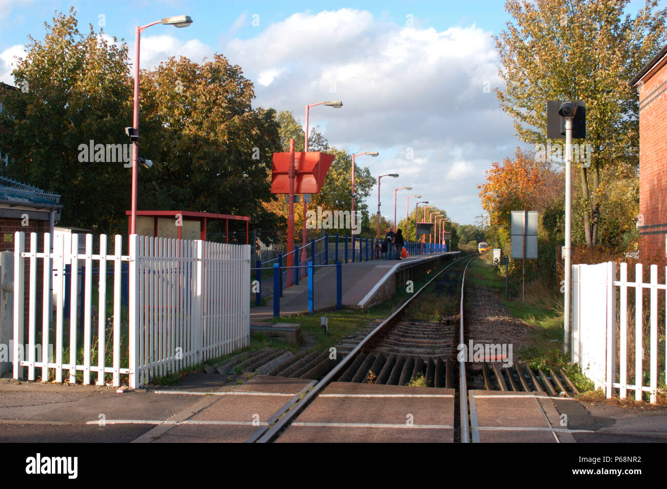 The Great Western Railway. View from road crossing at Furze Platt looking towards Marlow. October 2004. Stock Photo