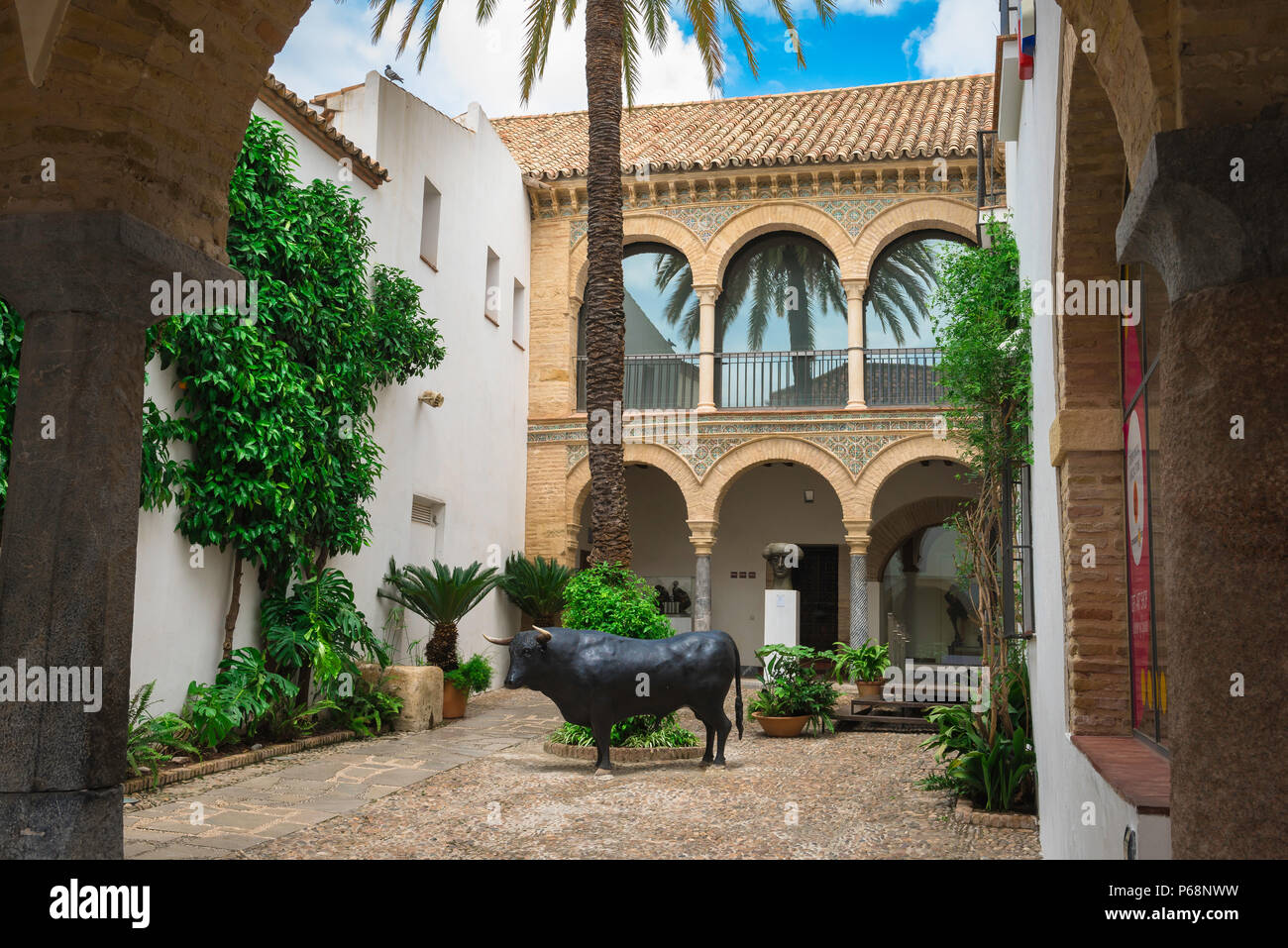 Cordoba Taurino, view of the typically Andalucian patio courtyard of the Bullfighting Museum (Museo Taurino) in Cordoba (Cordova), Andalucia, Spain. Stock Photo