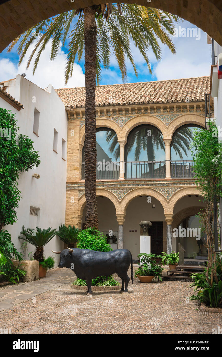 Cordoba Taurino, view of the typically Andalucian patio courtyard of the Bullfighting Museum (Museo Taurino) in Cordoba (Cordova), Andalucia, Spain. Stock Photo