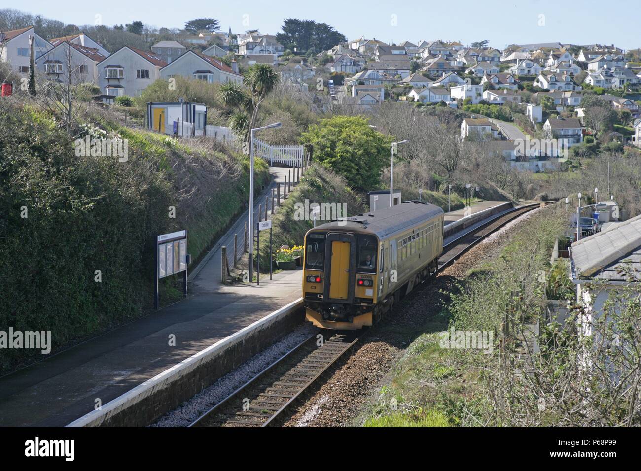 The St. Erth to St. Ives shuttle at Carbis Bay station. 2006 Stock Photo