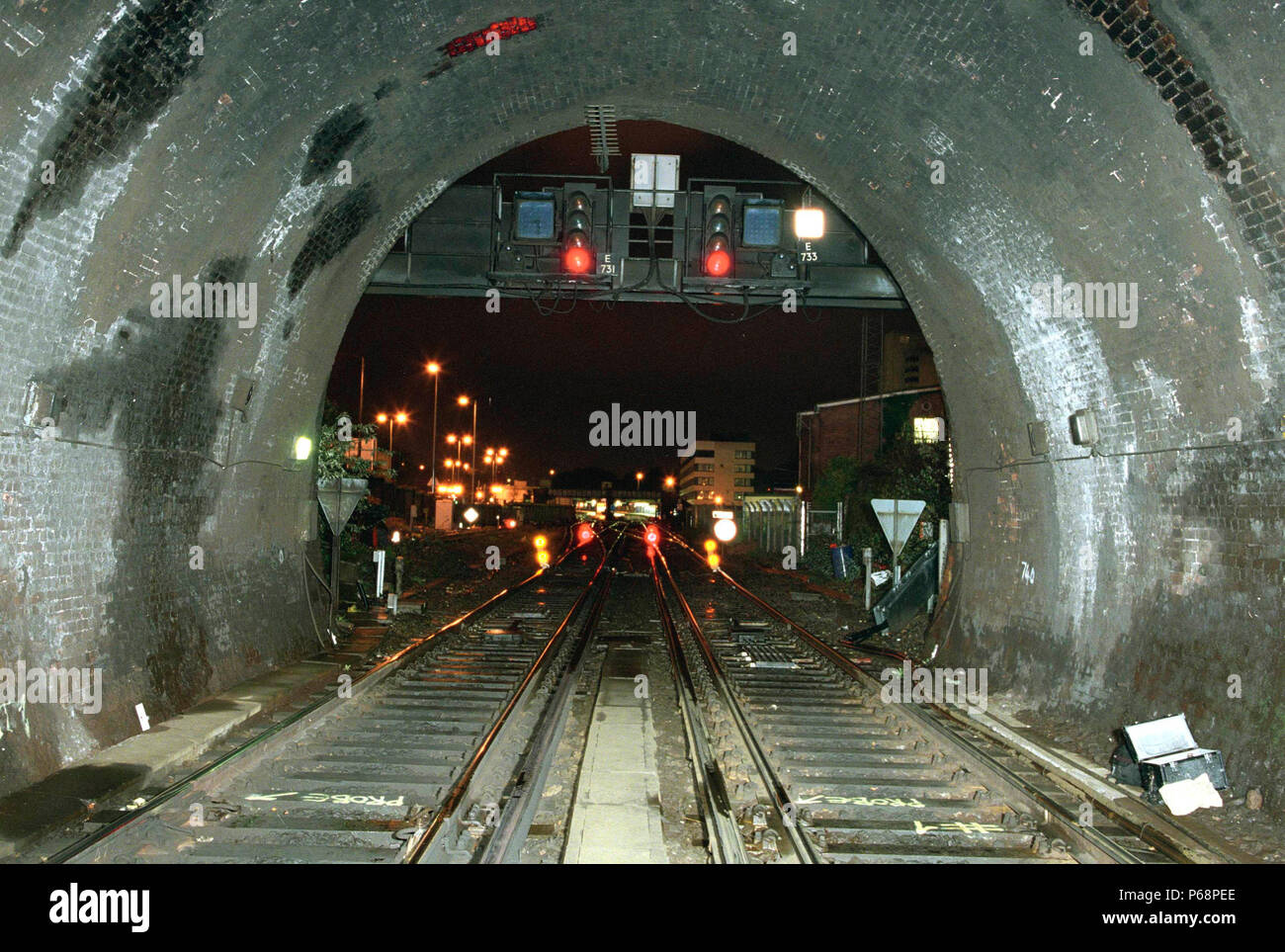 The view from inside Soton Tunnel at Southampton. 2003. Stock Photo