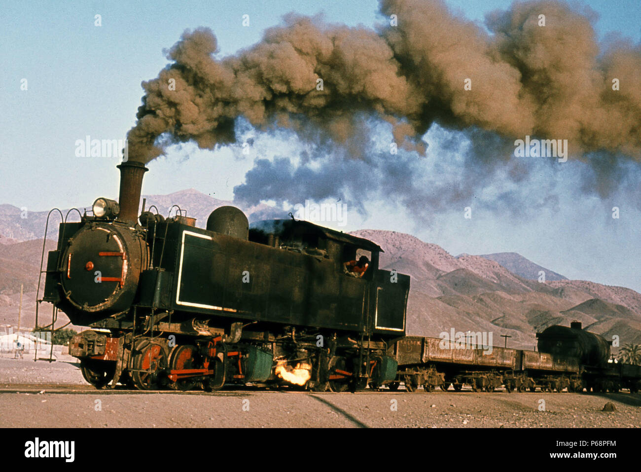 The World's last Kitson Meyer articulated working at Taltal in Chile's Atacama Desert. Built by Kitson of Leeds during the Edwardian may of there loco Stock Photo
