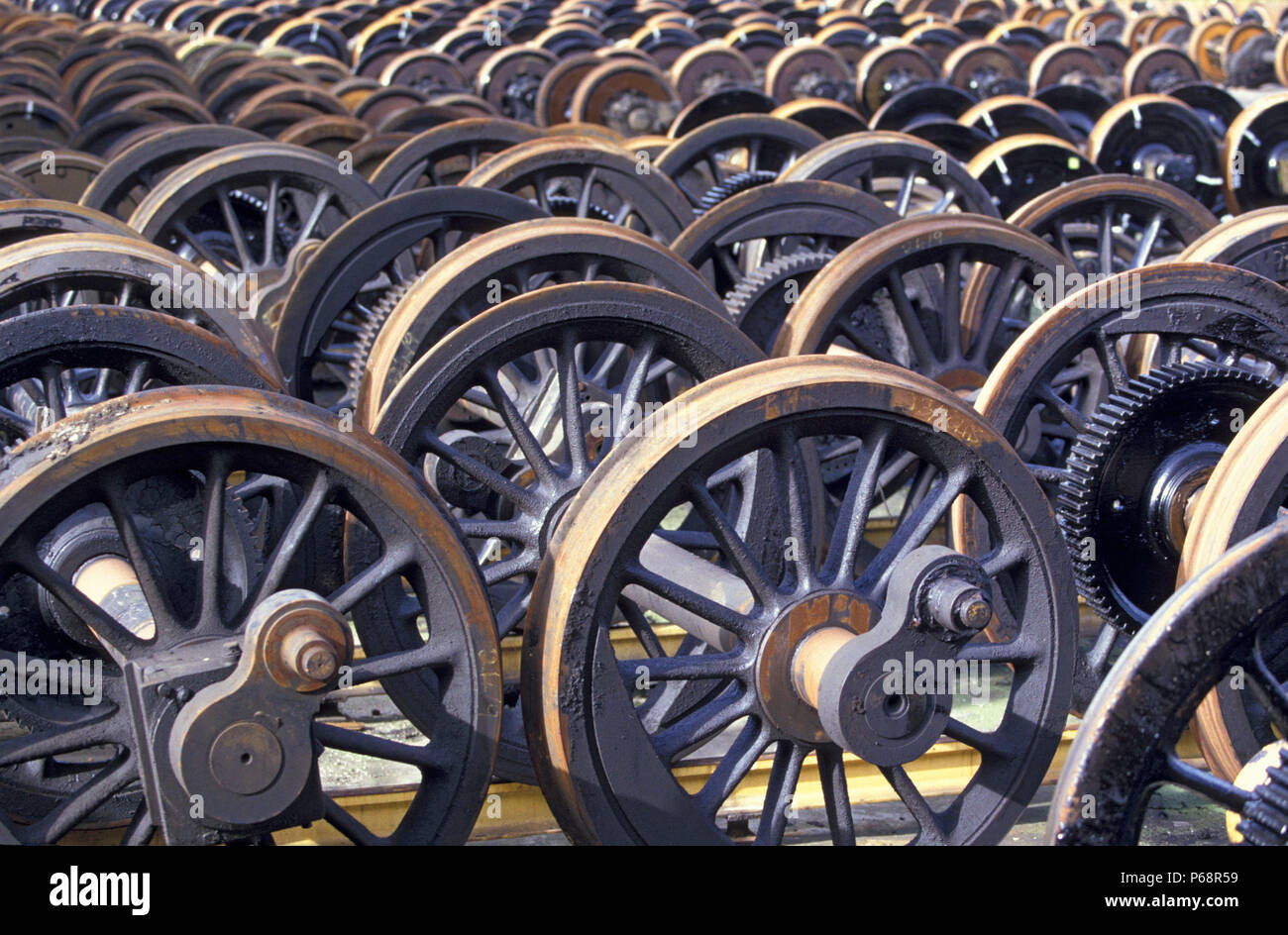 Wheels in Crewe Works yard. C1993 Stock Photo
