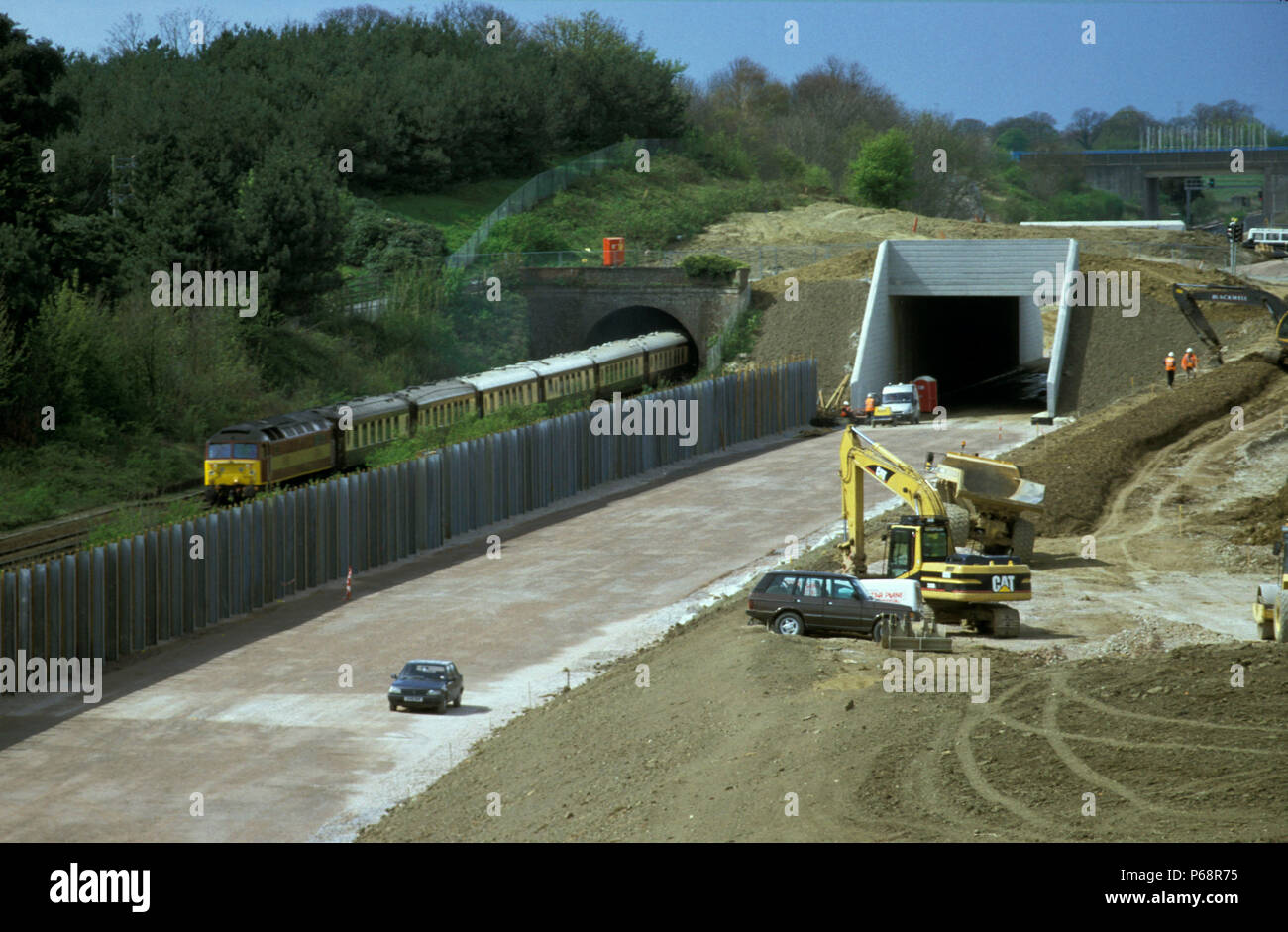 Work on new trackbed for Phase One of the high speed Channel Tunnel Rail Link in Kent (CTRL) 2002 Stock Photo