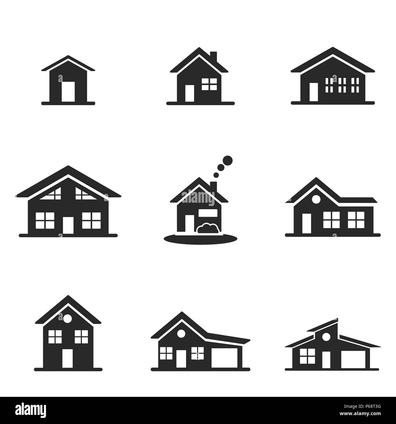 House icon set. Line style icon design. UI. Illustration of house icons ...