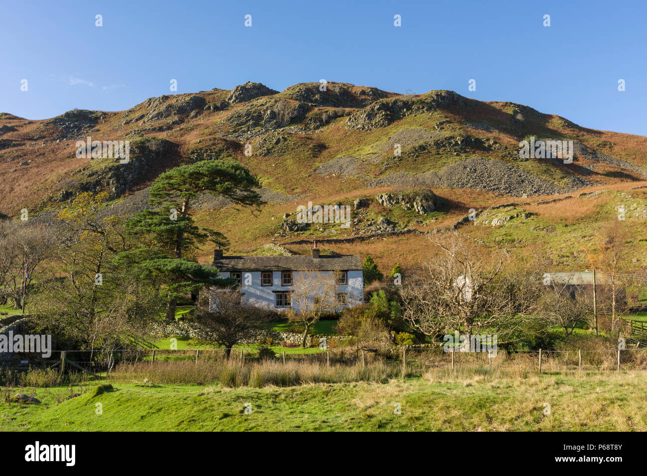 Cottage in Martindale valley below Beda Fell in the Lake District National Park, Cumbria, England. Stock Photo