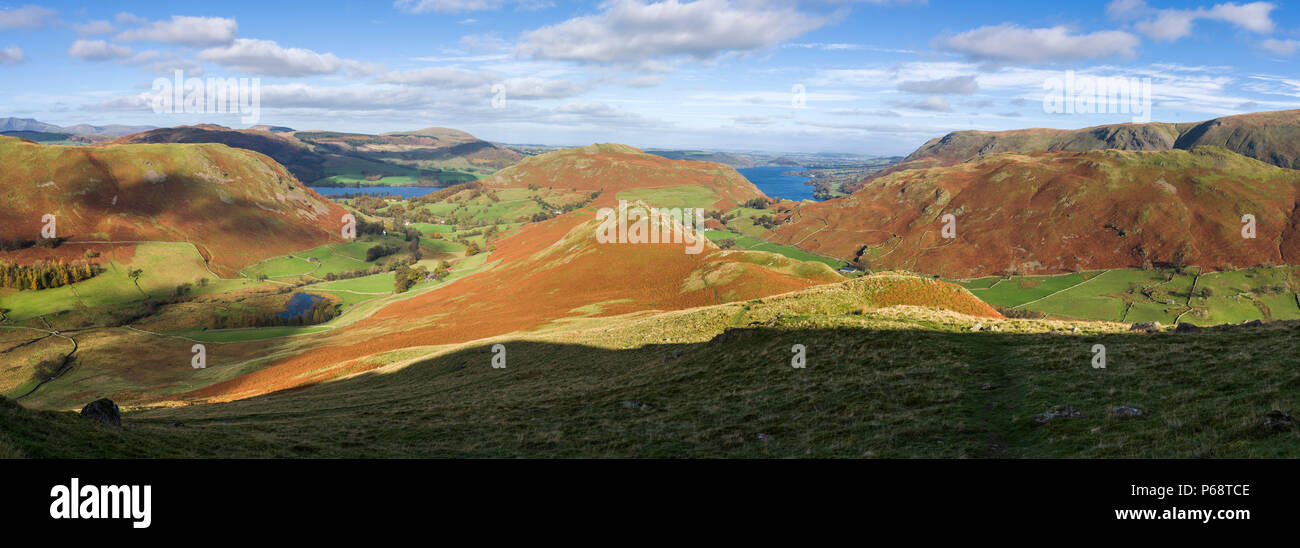 View from Beda Fell towards Ullswater and Hallin Fell in the Lake District National Park, Cumbria, England. Stock Photo