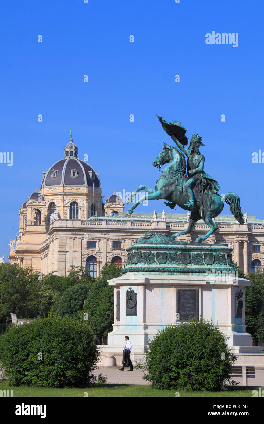 Austria, Vienna, Hofburg, Erzherzog Karl, statue, Museum of Natural History, Stock Photo