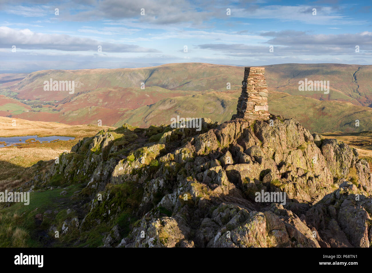 The summit of Place Fell in the Lake District National Park, Cumbria, England. Stock Photo