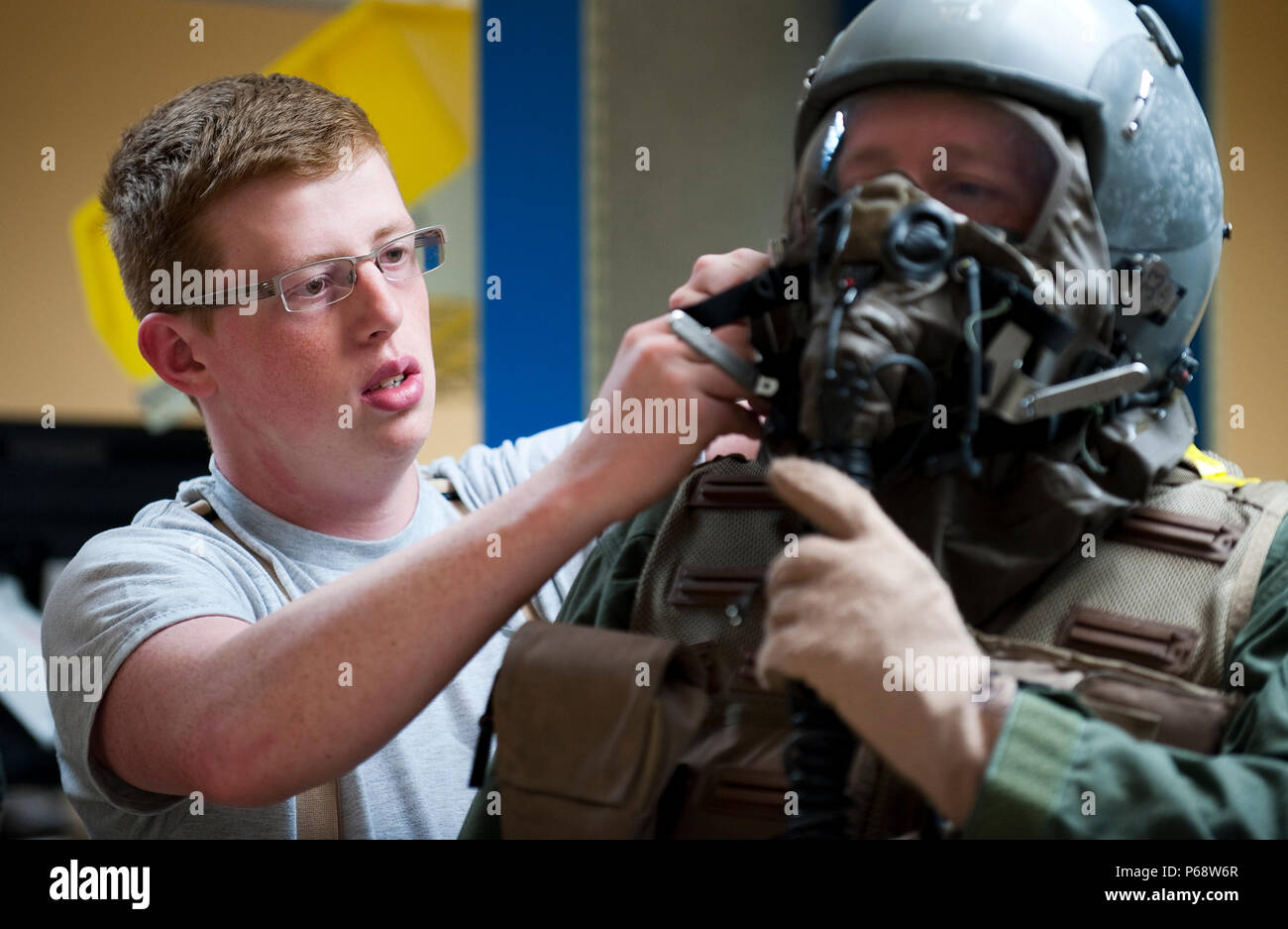 Airman 1st Class Alex Seibert, left, and Master Sgt. John Ryan, right