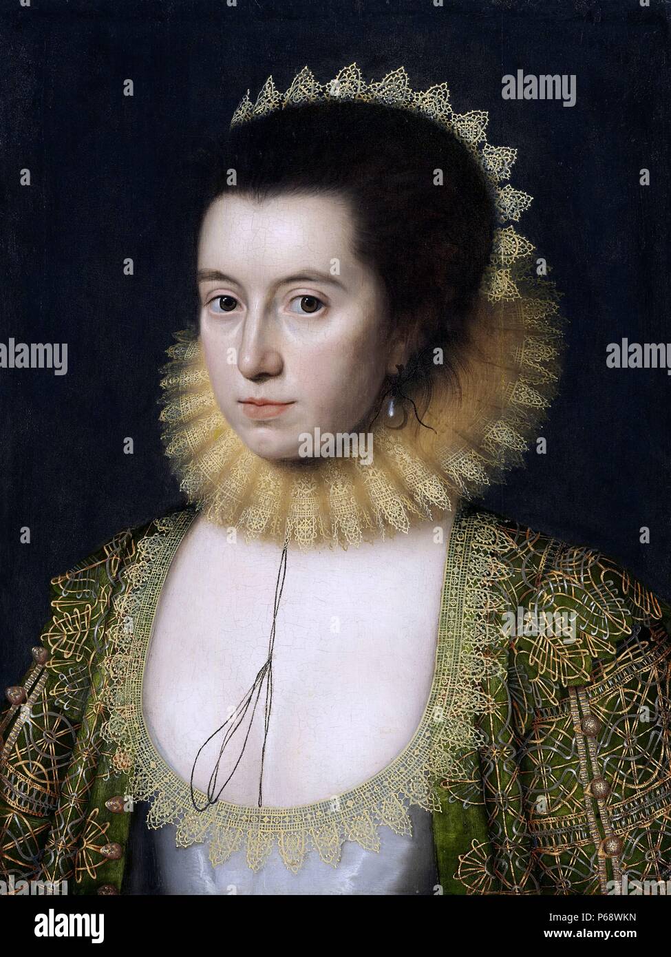 Lady Anne Clifford by William Larkin 1618. Lady Anne Clifford, 14th Baroness de Clifford, Countess of Dorset (30 January 1590 – 22 March 1676) Stock Photo