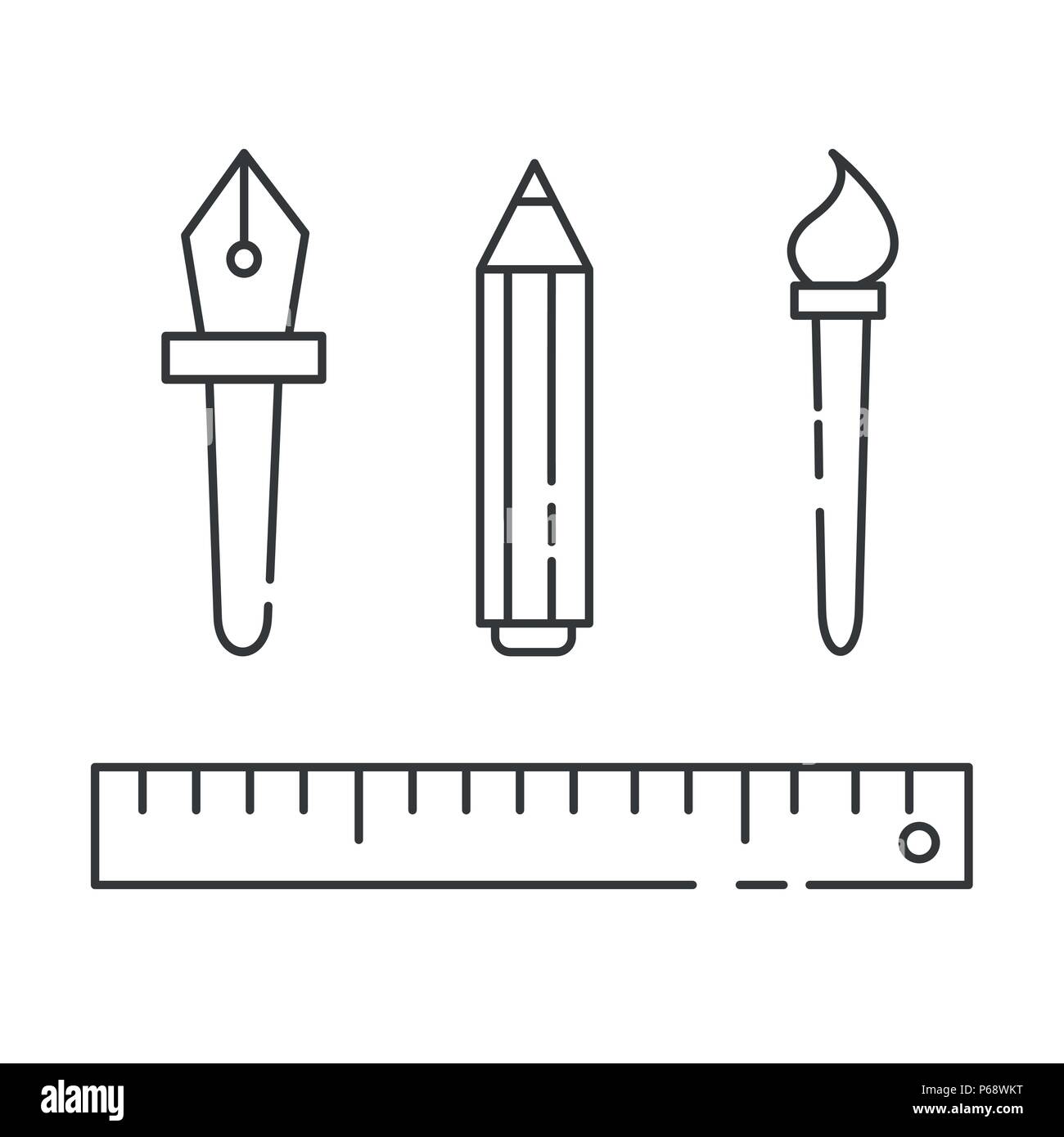 Digital tablet pencil ruler Stock Vector Images - Alamy