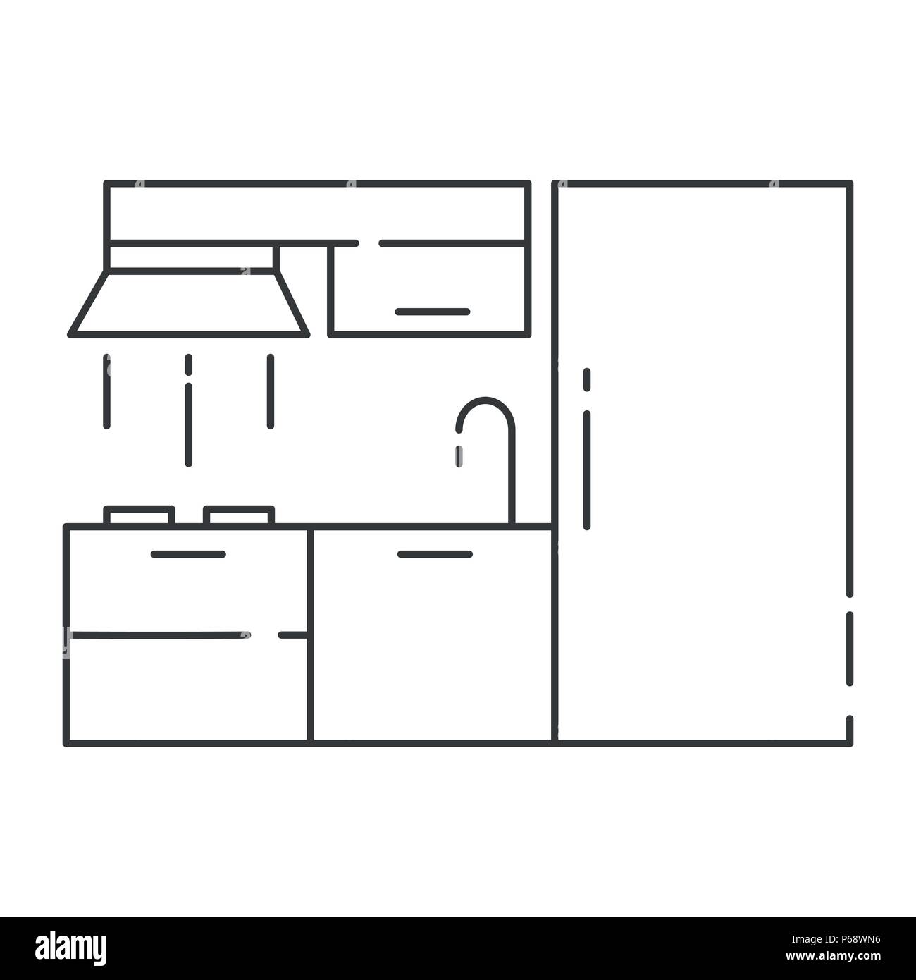 Modern Kitchen Interior Design High Quality Black Outline