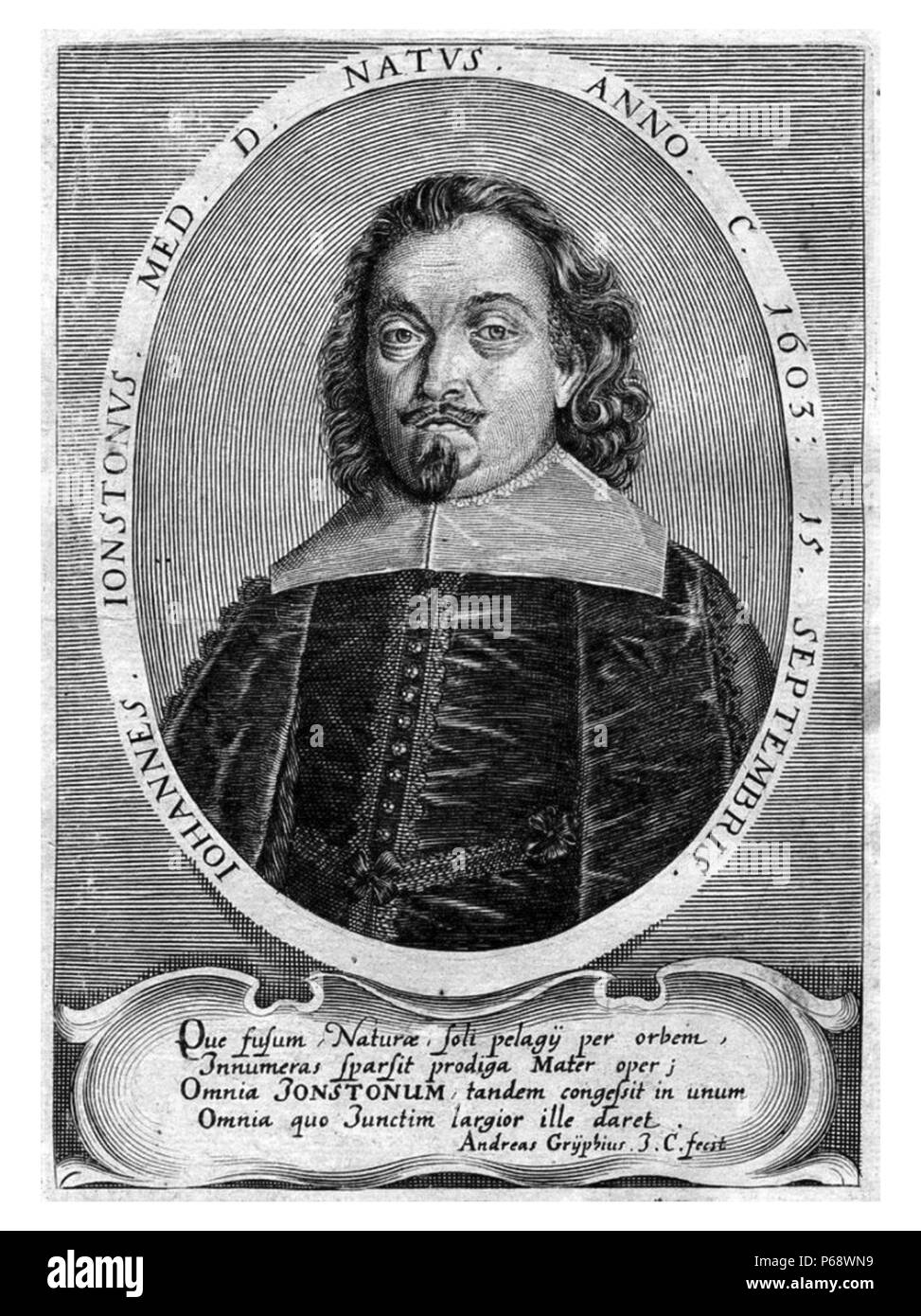 Jan Jonston, 1603 – 1675, Polish academic and physician Stock Photo