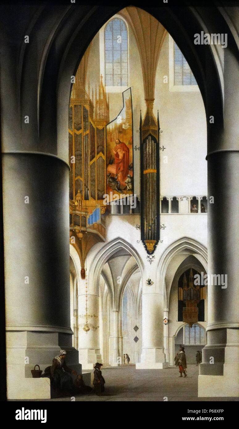 Interior of the Church of St Bavo in Haarlem. Painted by Pieter Jansz Saenredam (1597-1665). Dated 17th Century Stock Photo