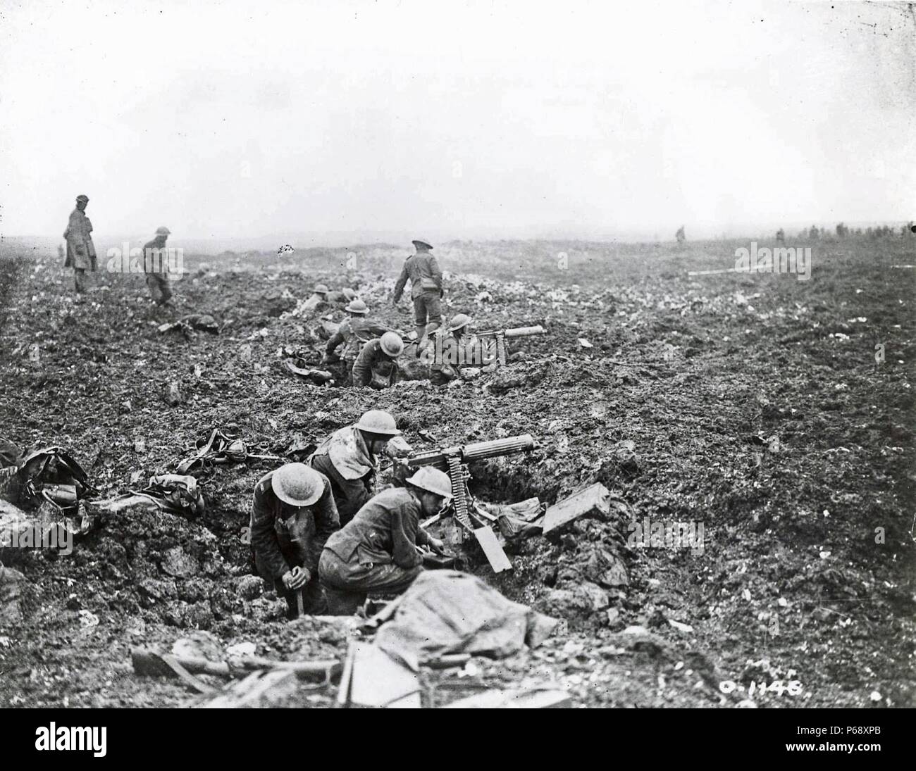 Canadian machine gun squad on Vimy Ridge 1917. The Canadian victory at