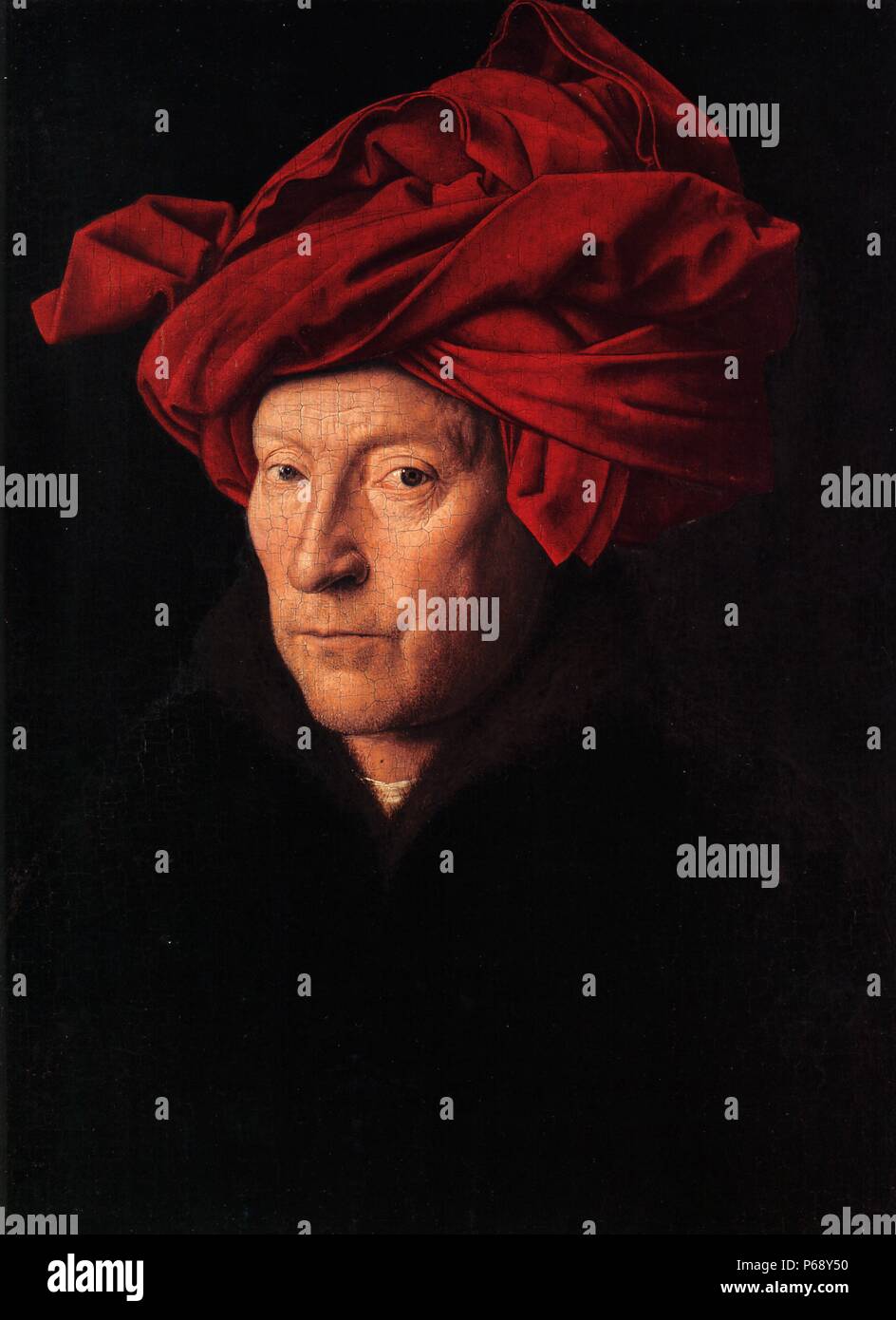 Portrait of a Man, known as Portrait of a Man in a Turban, Painting by the Early Netherlandish Master Jan van Eyck. Dated 15th Century Stock Photo