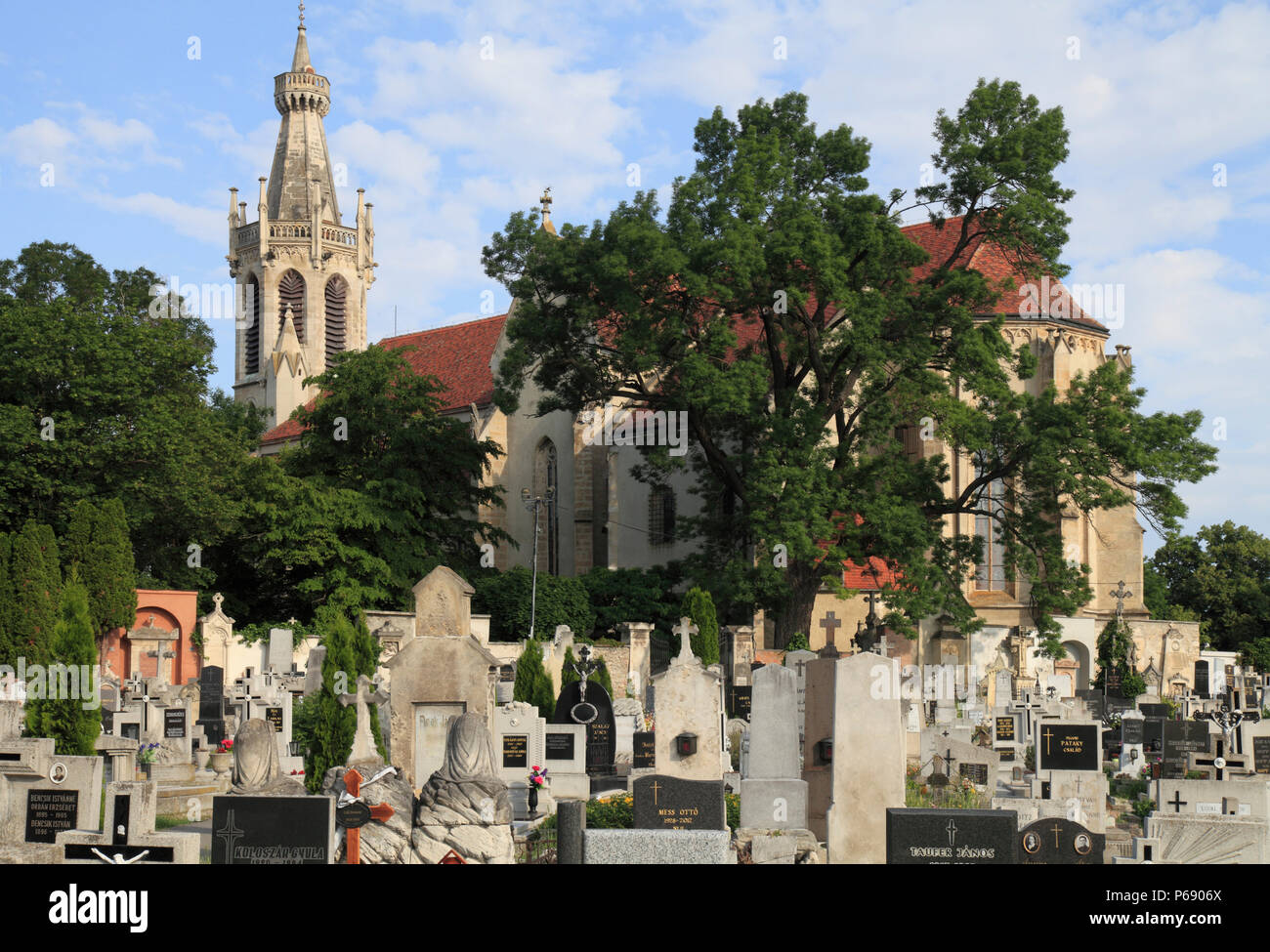 Hungary, Sopron, St Michael Catholic Church, cemetery, Stock Photo