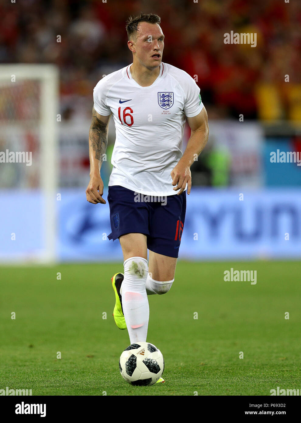England's Phil Jones during the FIFA World Cup Group G match at Kaliningrad Stadium. PRESS ASSOCIATION Photo. Picture date: Thursday June 28, 2018. See PA story WORLDCUP England. Photo credit should read: Aaron Chown/PA Wire. RESTRICTIONS: Editorial use only. No commercial use. No use with any unofficial 3rd party logos. No manipulation of images. No video emulation Stock Photo
