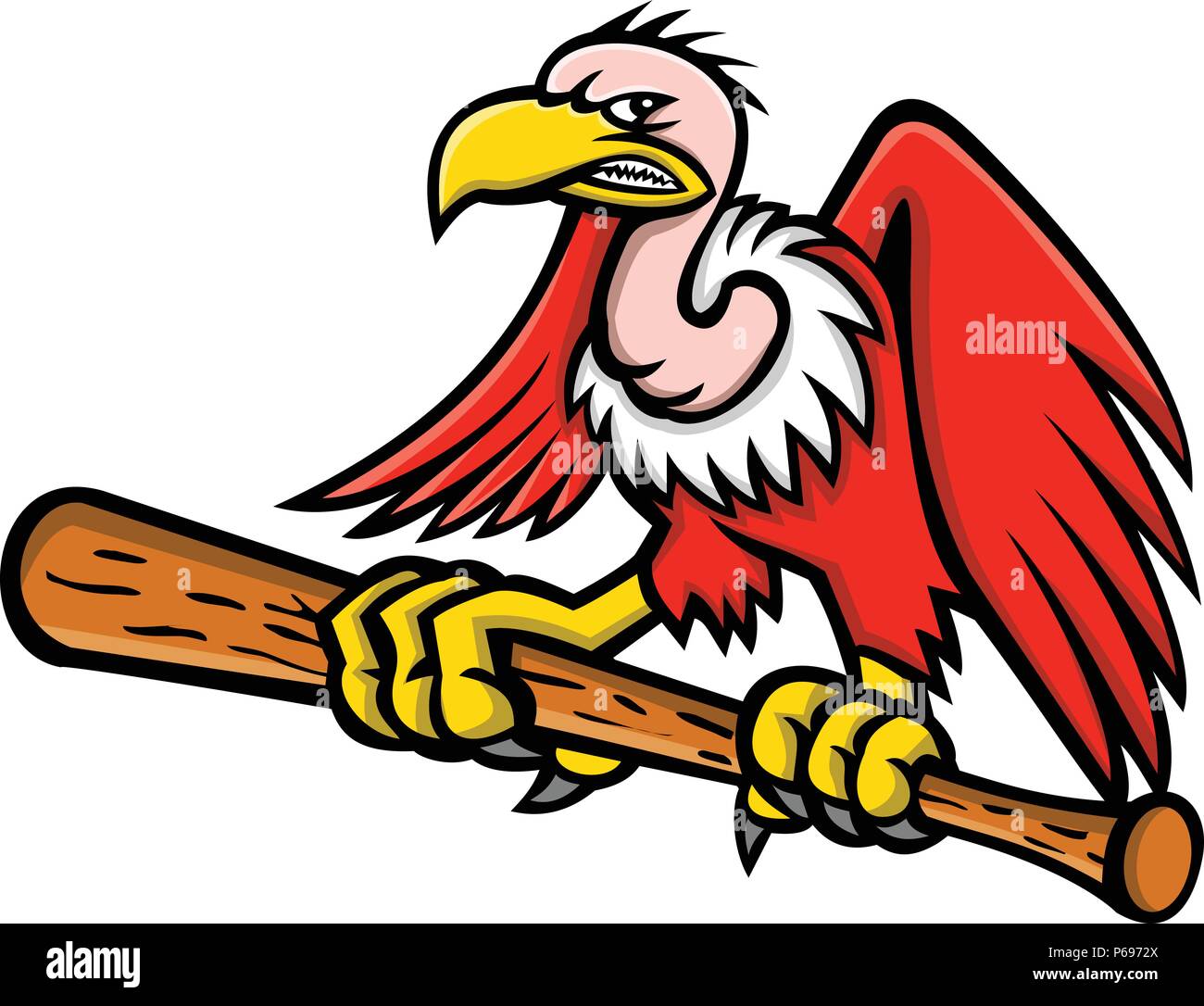 Mascot icon illustration of a Californian or Andean condor, vulture or  buzzard, a scavenging bird of prey, clutching perching on a baseball bat  viewed Stock Vector Image & Art - Alamy