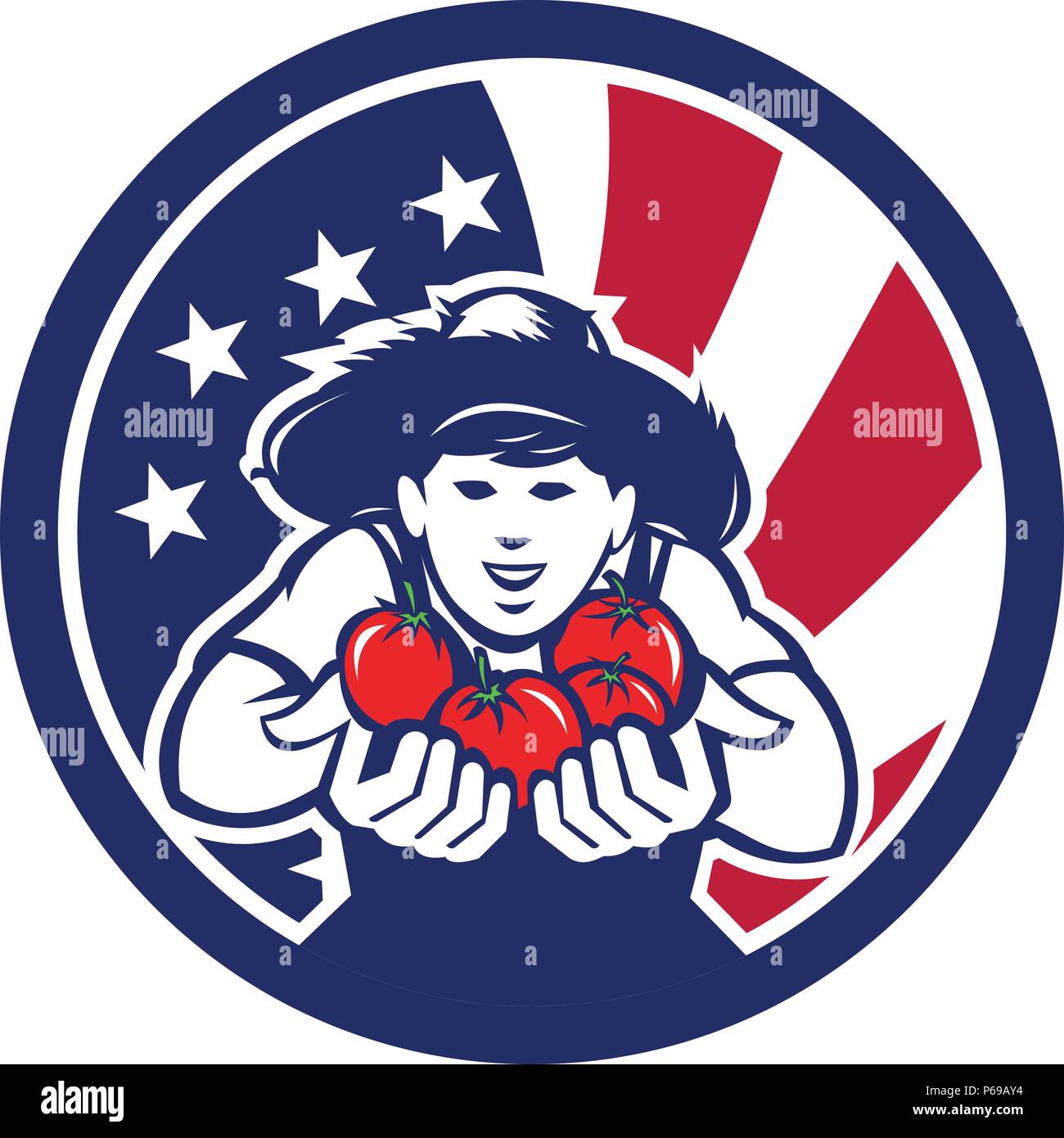 Icon Retro Style Illustration Of An American Organic Grown Produce