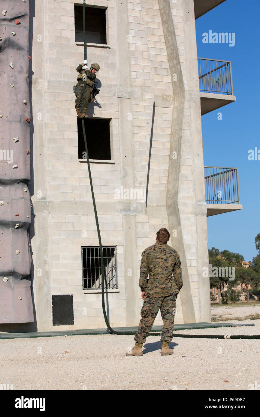 U.S. Marine Corps 1st. Lt. Ryan Rullman, (bottom), Helicopter Rope ...