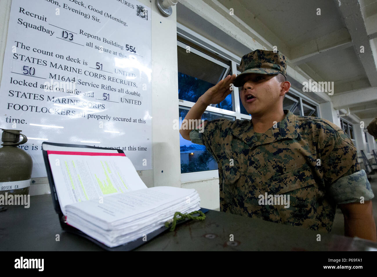 U.S. Marine Corps recruit Eduardo A. Rosen with Company B, 1st Recruit ...