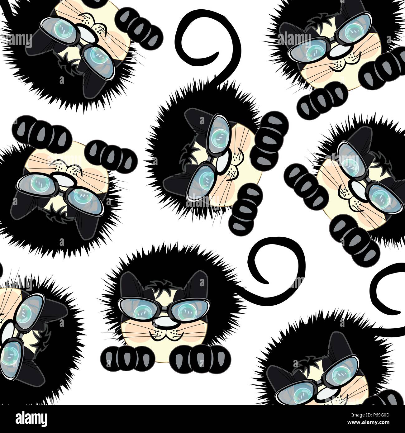 Cat bespectacled pattern Stock Vector