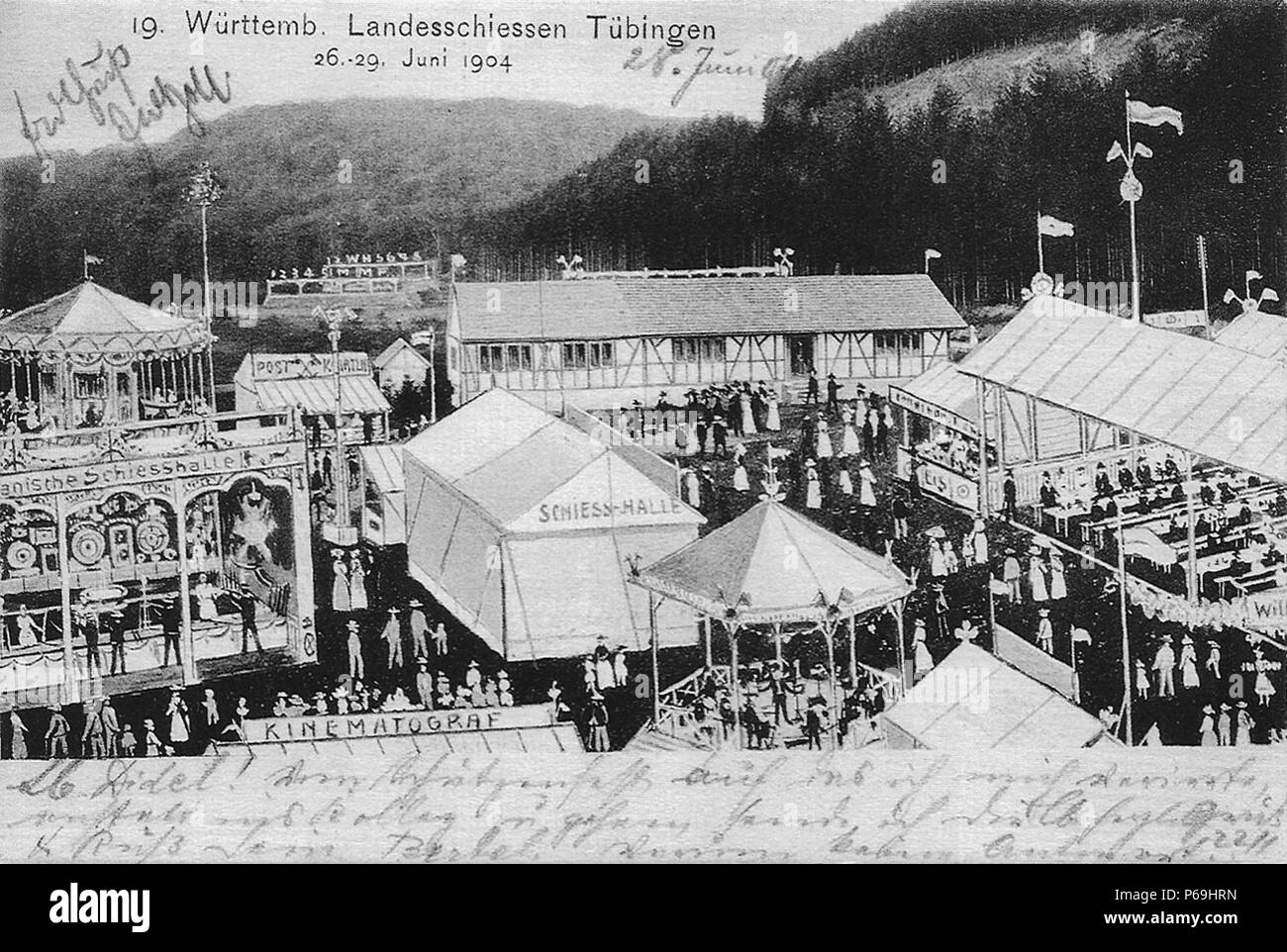 19. Württembergisches Landesschießen Tübingen 26.–29.6.1904 (AK Gebr. Metz 1904 TPk205). Stock Photo