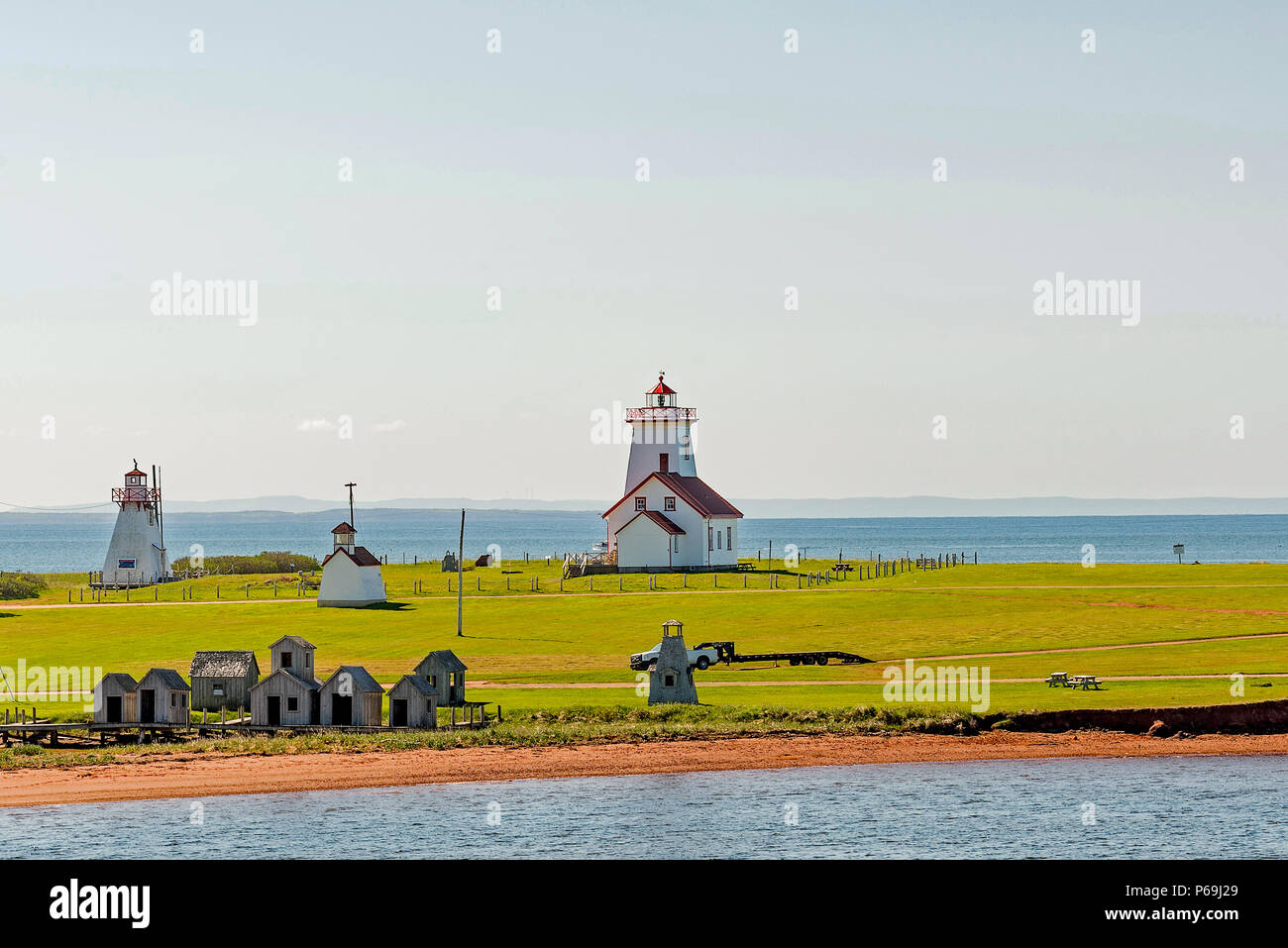 Woods Island Lighthouse P.E.I., Canada taken from the Confederation ferry. Stock Photo