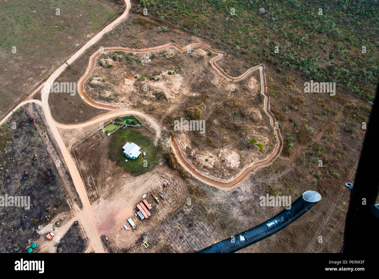 Aerial view of a property shaped like Australia in Rakula, Northern Territory, Australia Stock Photo