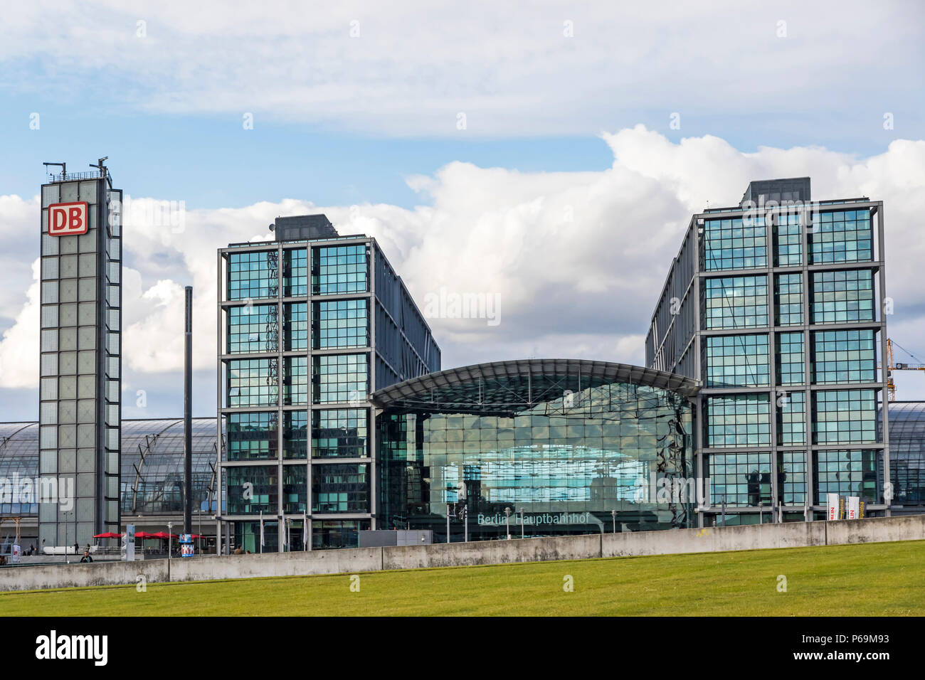 BERLIN, GERMANY - SEPTEMBER 20, 2017: Facade view of Berlin Central Railway Station (Berlin Hauptbahnhof, Berlin Hbf), Germany. Station opened in May  Stock Photo