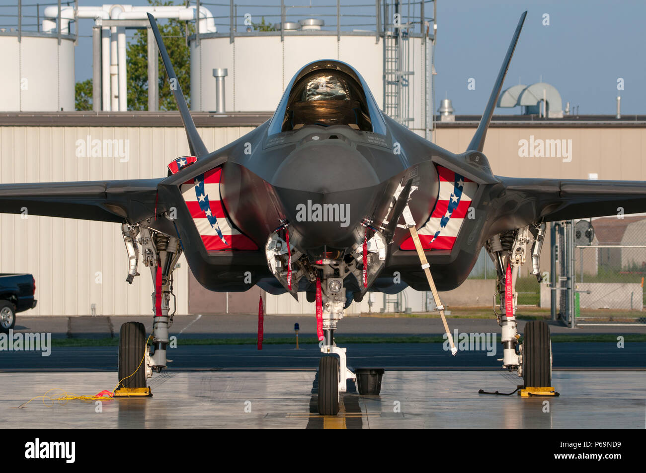 A U.S. Air Force F 35 Lightning II fighter jet from the 56th