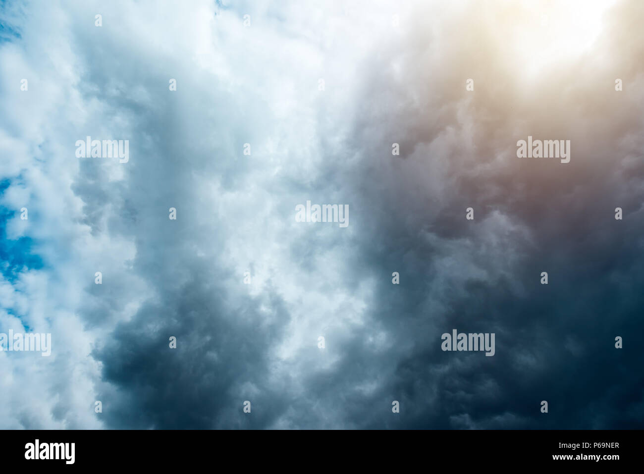 Stormy clouds from below, bad weather is coming Stock Photo Alamy