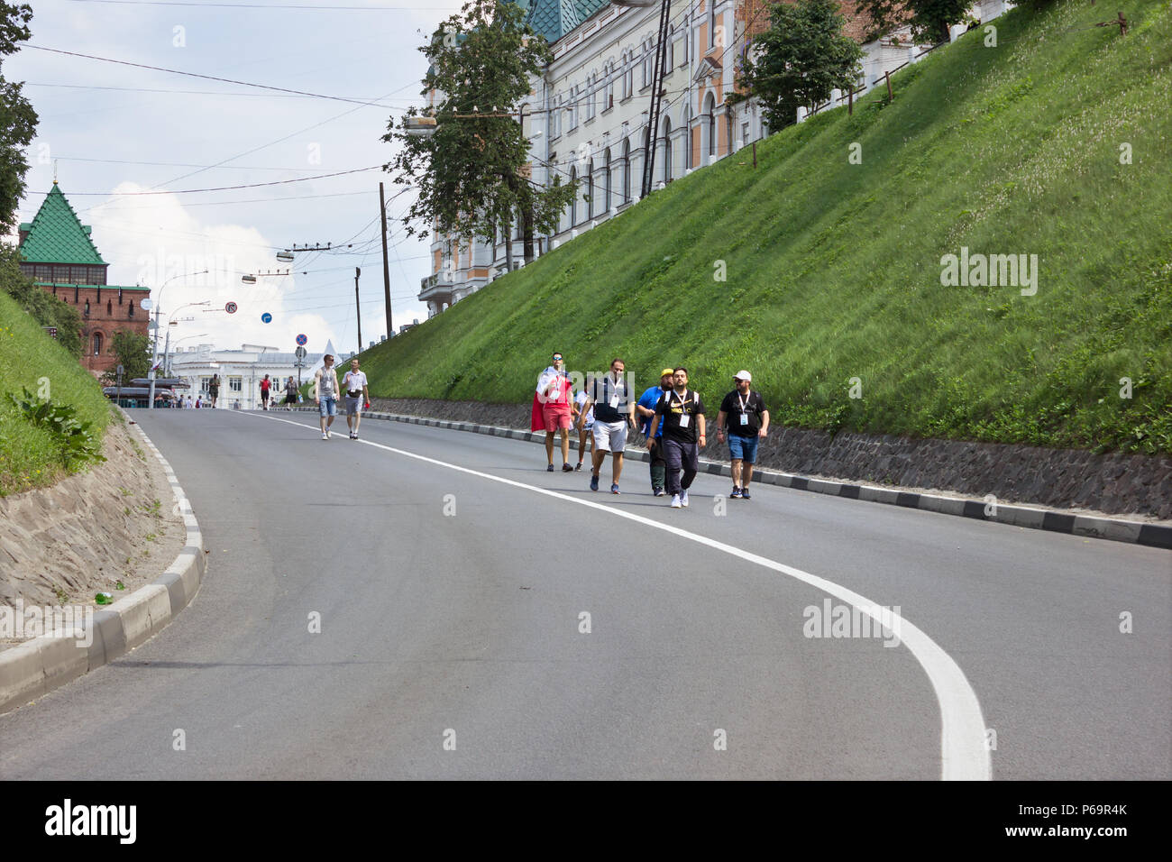 Nizhny Novgorod, Russia - June 24, 2018: It one of the cities of the World Cup 2018 in Russia. Many of the city's roads are open for hiking fans Stock Photo