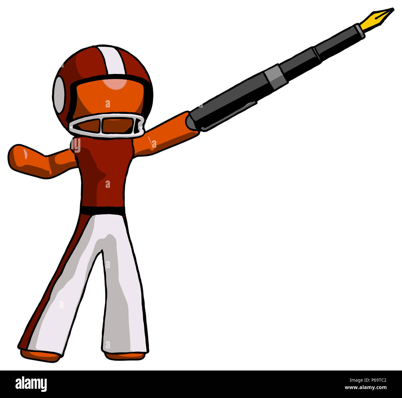 Orange Football Player Man Pen Is Mightier Than The Sword - 