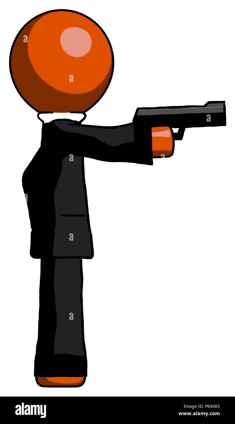 Orange clergy man firing a handgun Stock Photo Alamy
