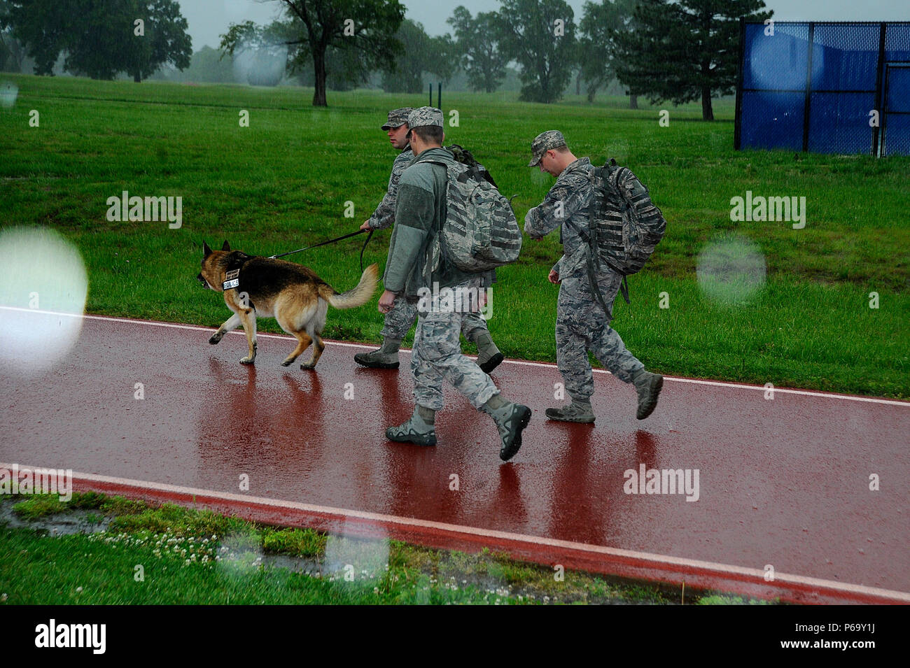 Members of the 22nd Security Forces conduct a ruck march at McConnell ...
