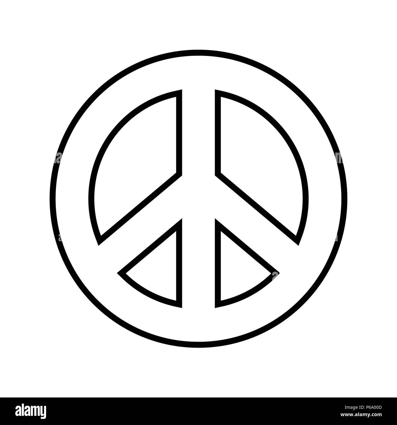 Peace symbol. Outline black and white vector graphic on separated background Stock Vector