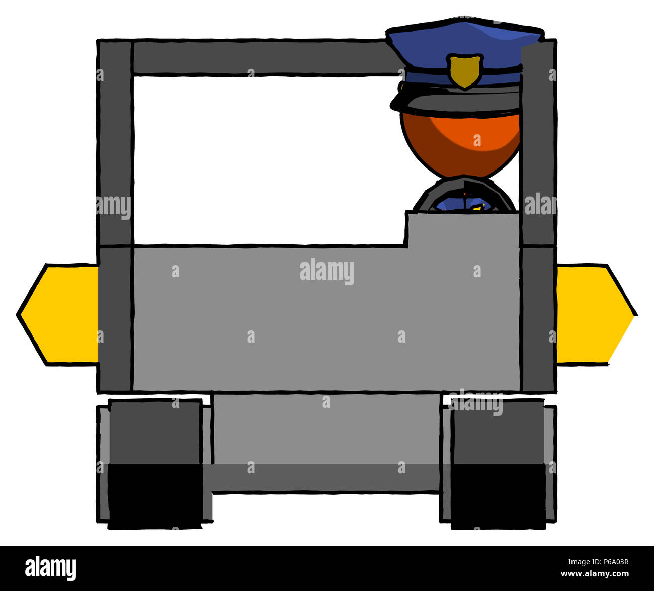 Orange police man driving amphibious tracked vehicle front view Stock ...