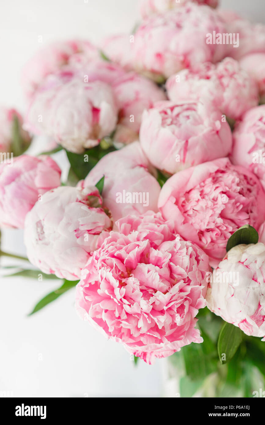 Beautiful Bouquet Of Pink Peonies Floral Composition