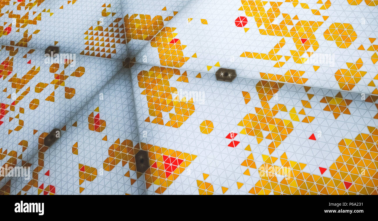 Puzzle made of colored glass with triangular shapes Stock Photo