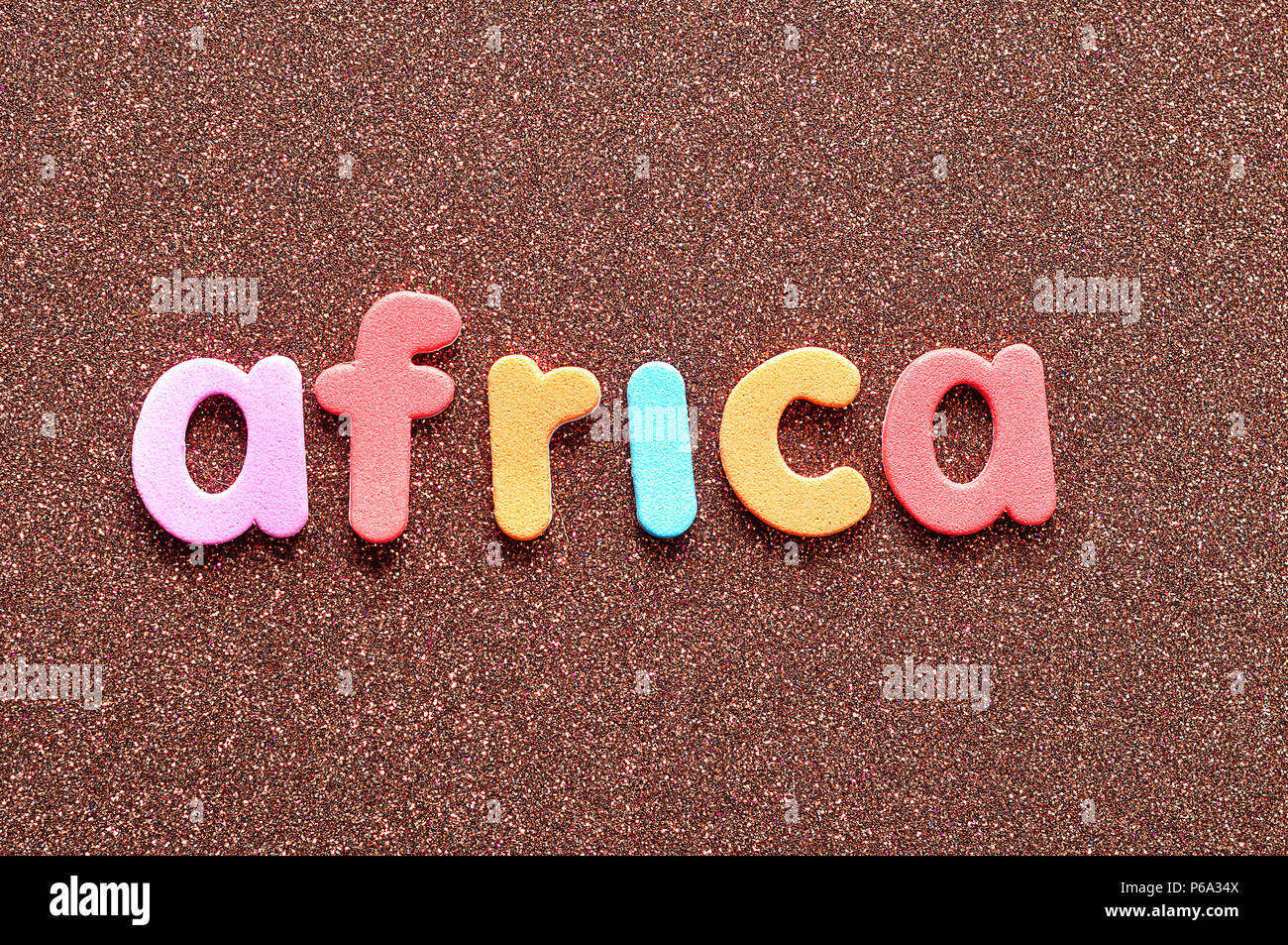 The word Africa in colorful letters Stock Photo
