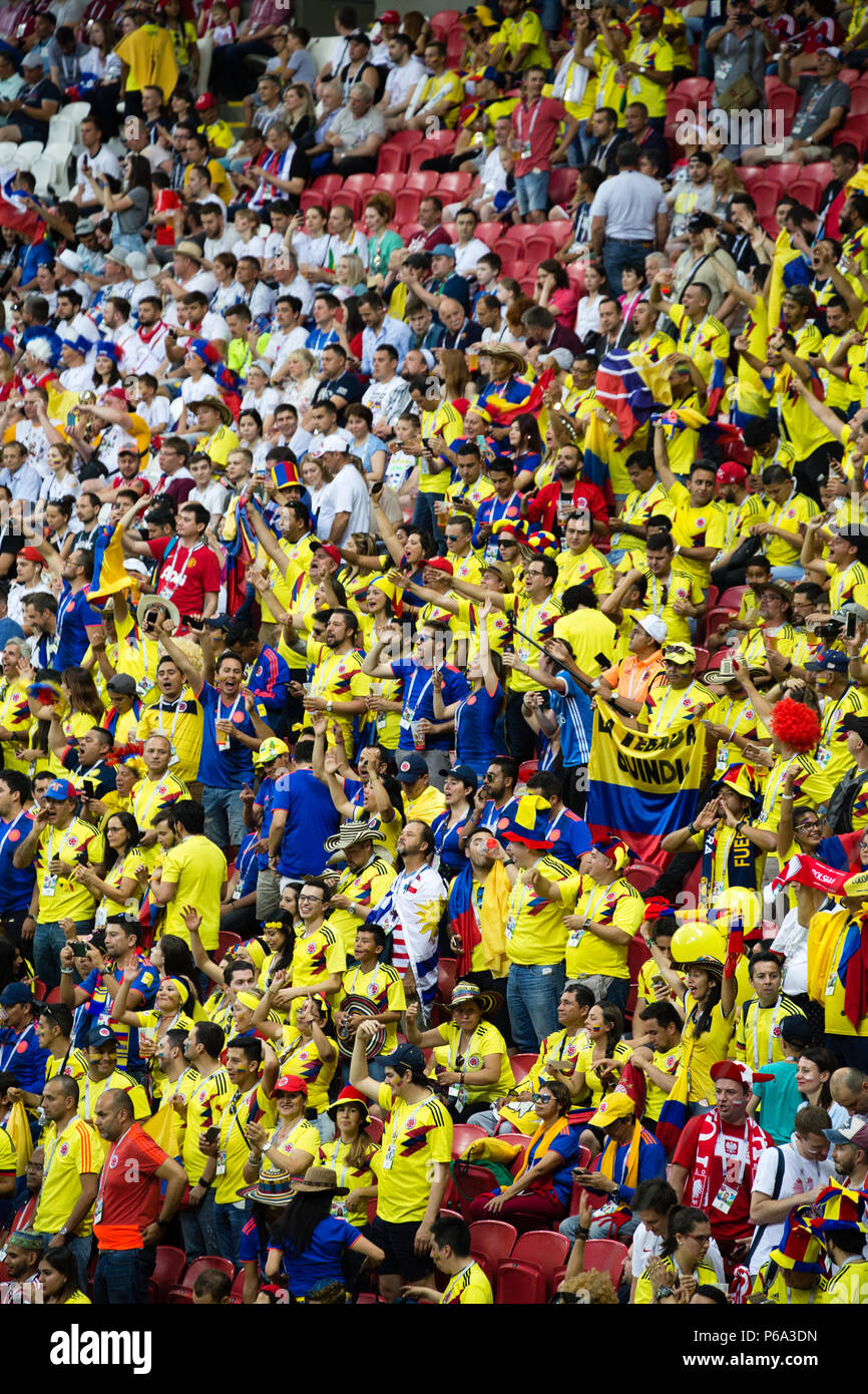 Colombia defeats Poland at World Cup Russia 2018 in Kazan Arena on 25 June 2018. Stock Photo