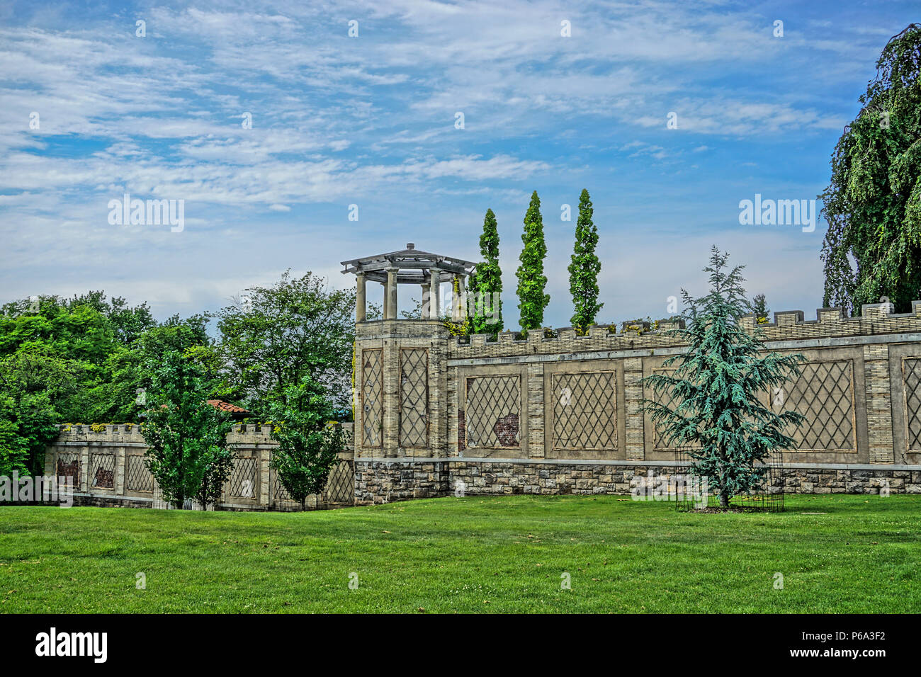 Yonkers, New York, USA A corner tower of the Persianstyled Walled Garden at Untermyer Park and