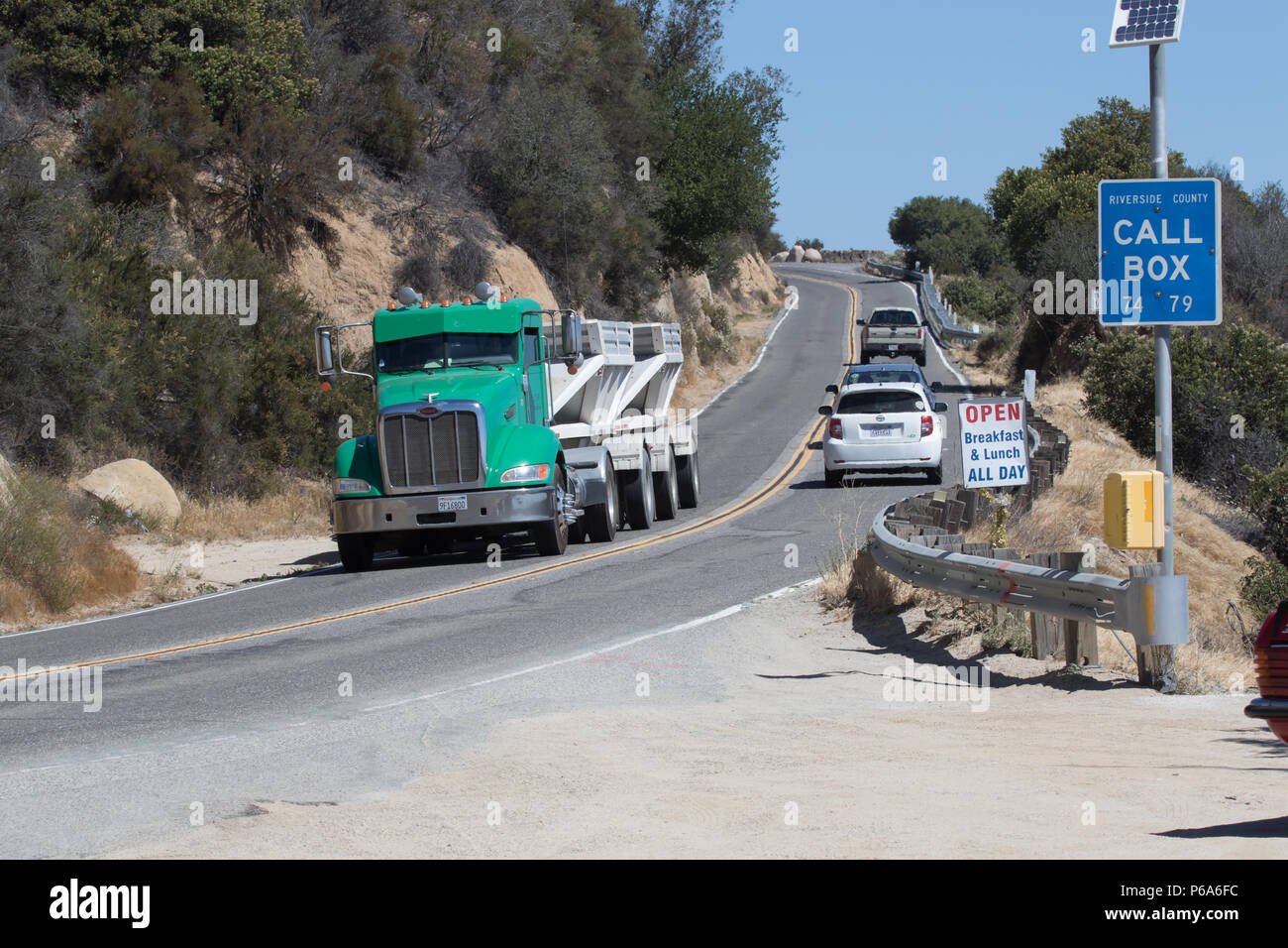 Vehicles traveling along the Ortega Highway 74 in Southern California
